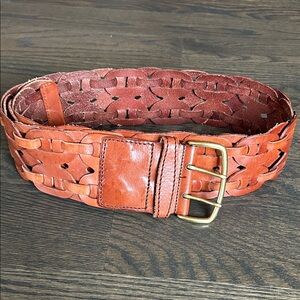 Linea Pelle Tan Leather Woven Belt